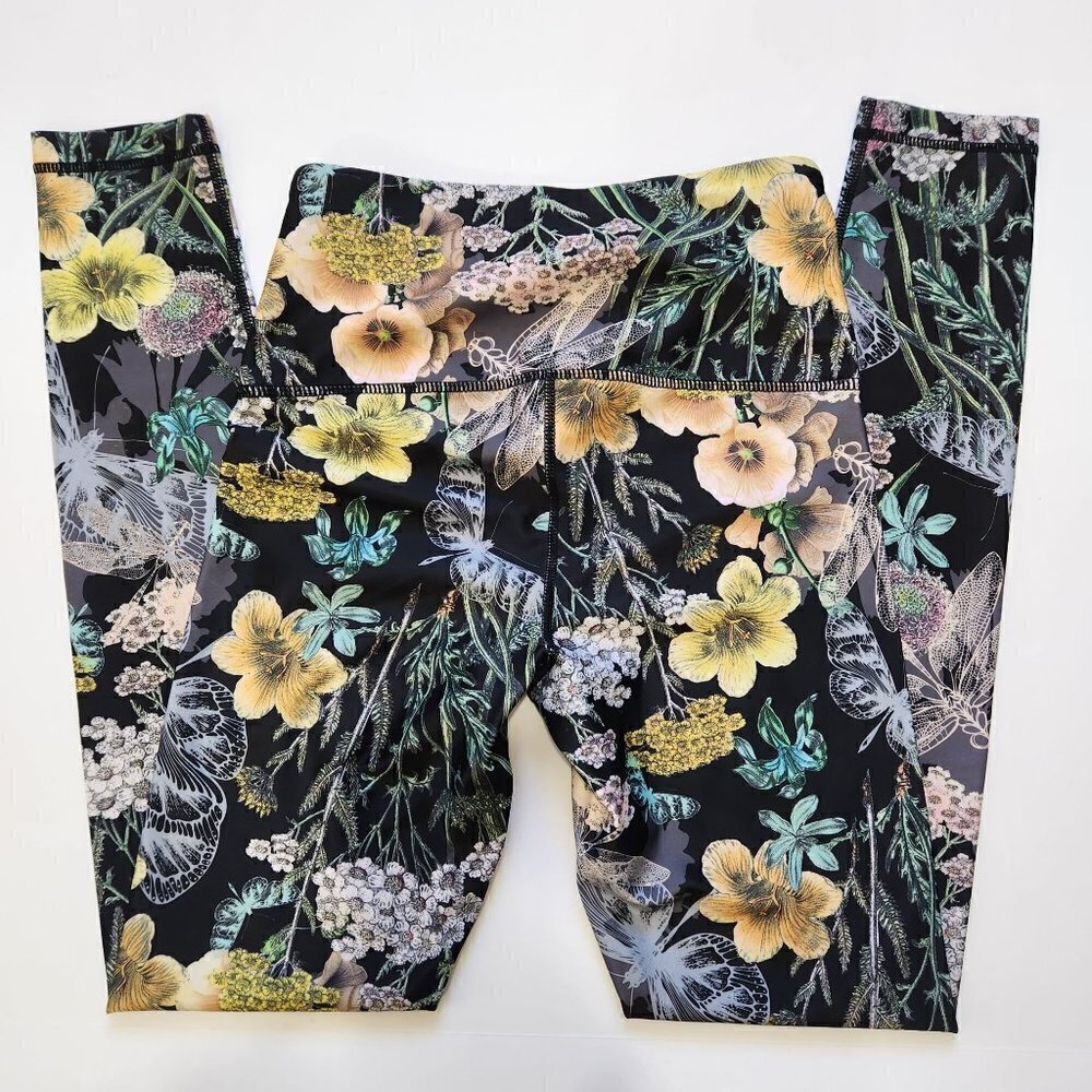 Playground Margaux Floral Dragonfly Leggings XS High Rise Full Length Activewear - Picture 4 of 6